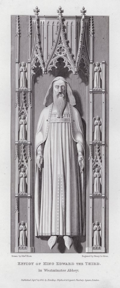 Bilde av kong Edward den tredje, i Westminster Abbey (gravering) av Edward Blore
