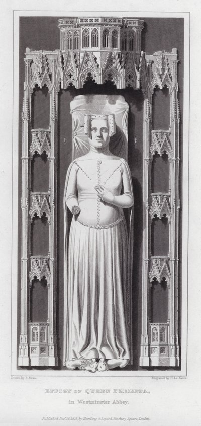 Bilde av dronning Philippa, i Westminster Abbey (gravering) av Edward Blore