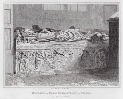 Monument til Brian Fitzalan, baron av Bedale, i Bedale kirke (gravering) av Edward Blore