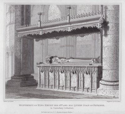 Monument over kong Henry den 4. og hans dronning Joan av Navarre, i Canterbury katedral (gravering) av Edward Blore