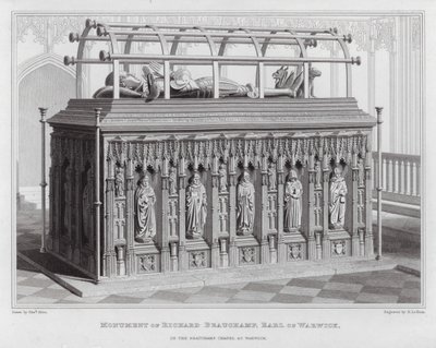 Monument til Richard Beauchamp, jarl av Warwick, i Beauchamp-kapellet i Warwick (gravering) av Edward Blore