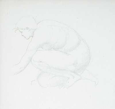 Huksittende kvinnelig nakenfigur av Edward Burne-Jones