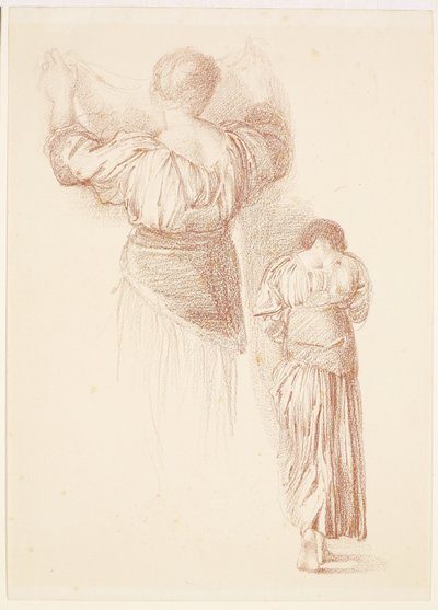 Kvinne - Drapery Studies, Studies of female Drapery seen from the back av Edward Burne-Jones
