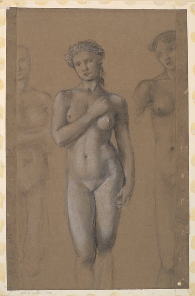 Kvinne naken - Tre studier, muligens for Venus av Edward Burne-Jones