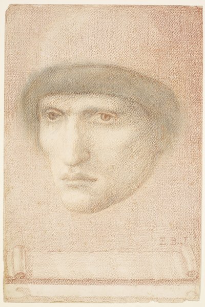 Mannsportrett - muligens Dante eller studere for St George Series av Edward Burne Jones
