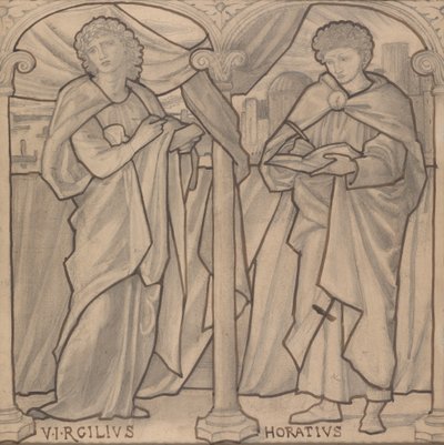 Forberedende design for et glassmaleri, Virgil og Horace av Edward Burne-Jones