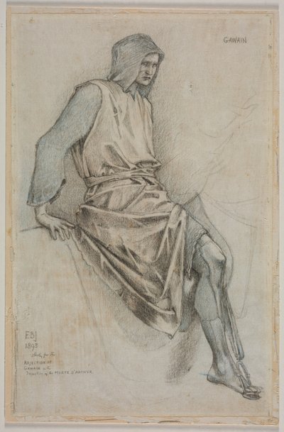 Studie for feilen til Gawain fra den hellige gral-teppet av Edward Burne-Jones