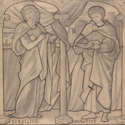 Forberedende design for et glassmaleri, Virgil og Horace av Edward Burne Jones