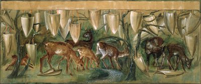 Studie for den hellige gral-teppet av Edward Burne Jones