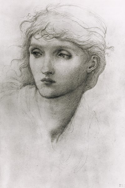 Studie av et jentehode av Edward Burne Jones