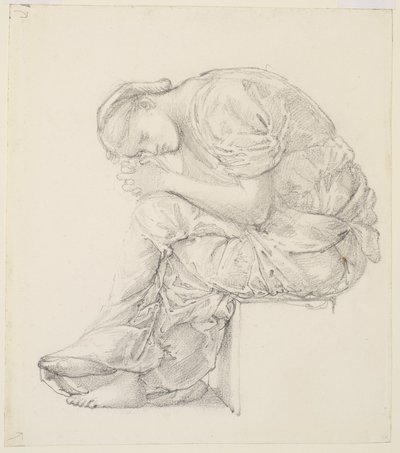 Klagesangen - Studie for figuren til høyre av Edward Burne Jones
