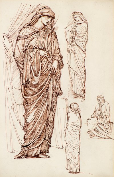 Jomfru Maria og St Elizabeth, kledde figurer av Edward Burne Jones