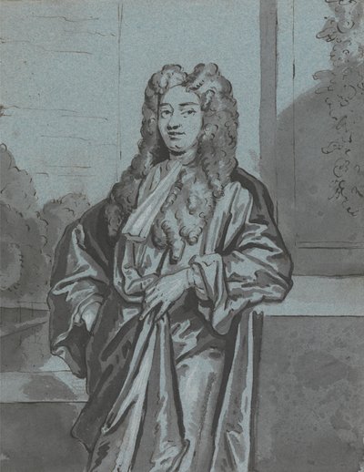 En gentleman eller en geistlig iført en lang kjole og band av Edward Byng