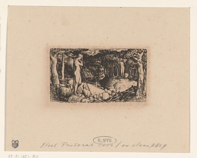livet på landet Ideelt pastoralliv av Edward Calvert (signed by artist)
