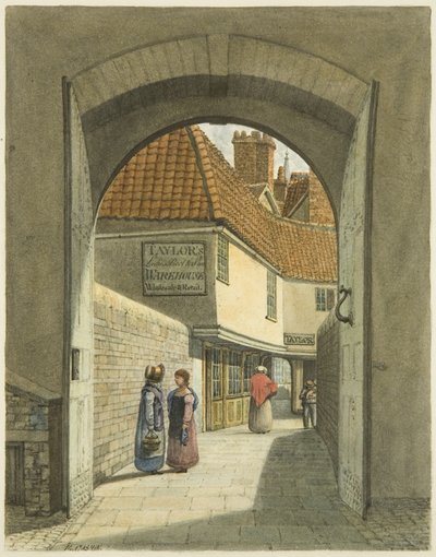 Bridewell Bridge and Gates (blyant og akvarell på papir) av Edward Cashin
