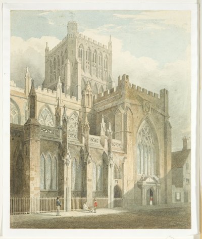 North View of Bristol Cathedral (blyant og akvarell på papir) av Edward Cashin