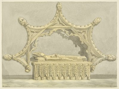 Tomb of Abbot Knowles, i Bristol Cathedral (blyant og akvarell på papir) av Edward Cashin
