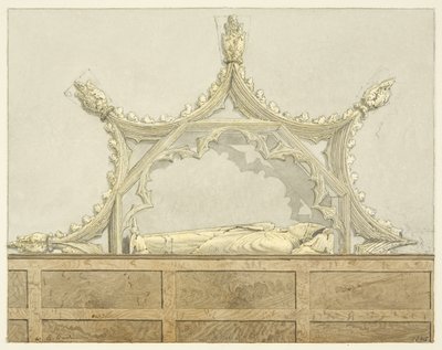 Tomb of Abbot Newland, i Bristol Cathedral (blyant og akvarell på papir) av Edward Cashin