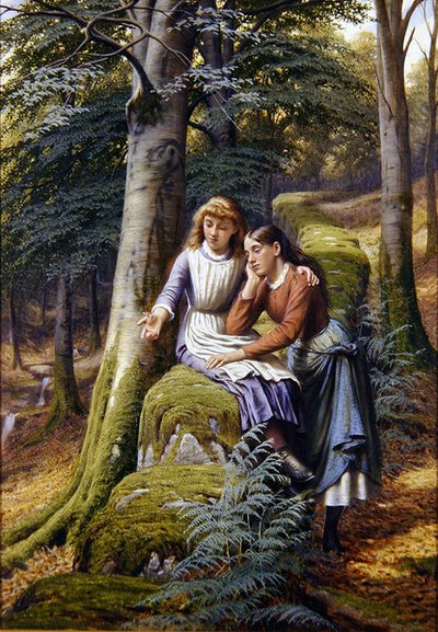 To jenter i et landskap av Edward Charles Barnes