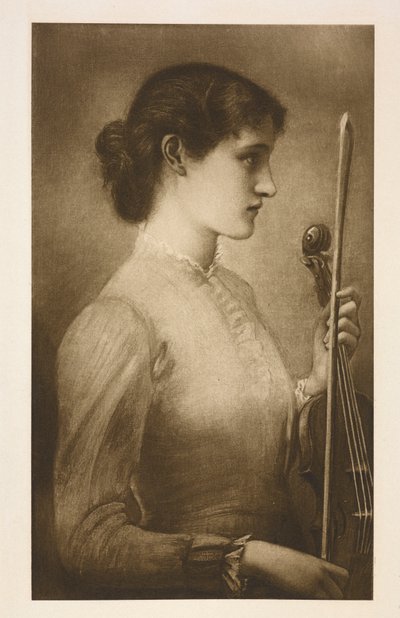 Et portrett.Reproduksjon av maleriet av den prerafaelittiske kunstneren Edward Burne-Jones. av Edward Coley (after) Burne Jones