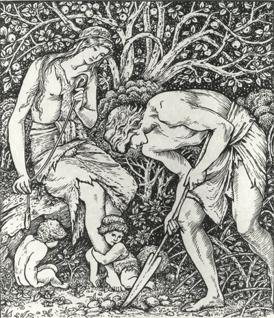 Adam og Eva (Labour: Whan Adam Delved og Eve Span, Who Was Then Gentleman?) av Edward Coley (after) Burne Jones