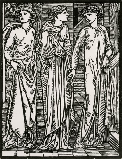 Søstrenes første besøk av Edward Coley (after) Burne Jones