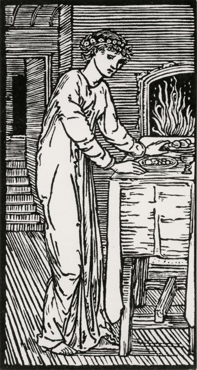 Psyke ved bordet av Edward Coley (after) Burne Jones