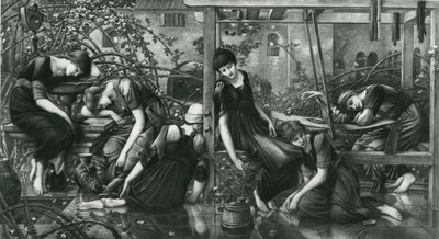 The Garden Court, fra Briar Rose-serien av Edward Coley (after) Burne Jones