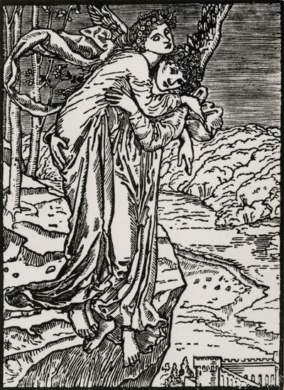 Zephyr og Psyche av Edward Coley (after) Burne Jones