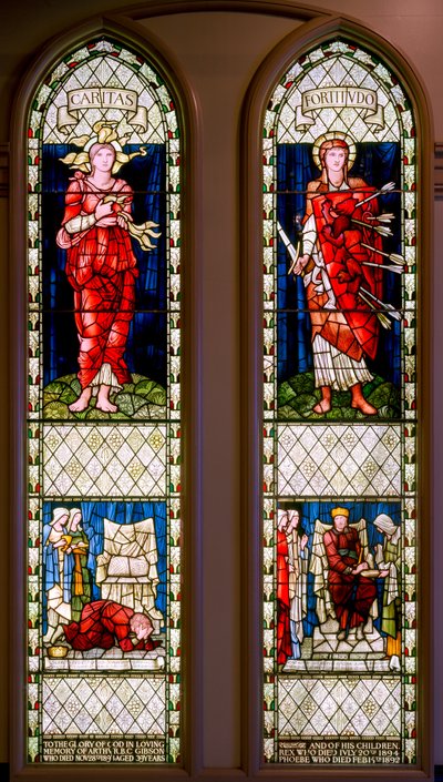 Charity and Fortitude (David Lamenting og David Consoled), ca. 1896 (farget glass) av Edward Burne Jones