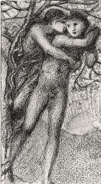 Phyllis and Demophoon, ca. 1868 (rosa kritt) (s/hvitt-bilde) (se 100724) av Edward Coley Burne Jones