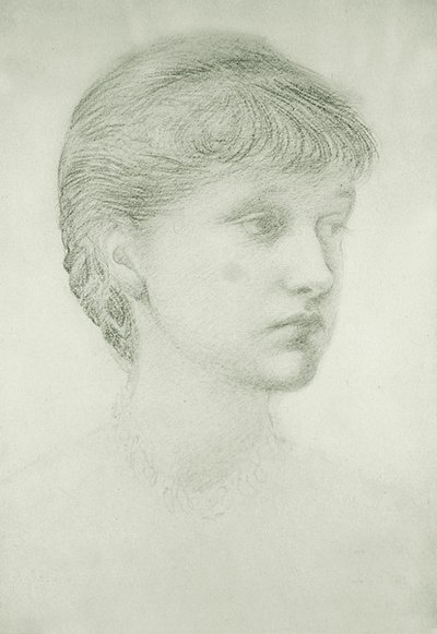 Portrett av Madeleine Wyndham (grønt kritt på papir) av Edward Coley Burne Jones