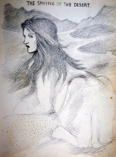 Sphinx of the Desert (blyant på papir) av Edward Coley Burne Jones