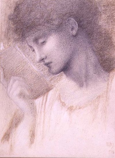 Studie av et hode (kritt på papir) av Edward Coley Burne Jones