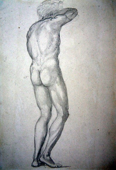 Studie av en stående naken, ca. 1873 (blyant på papir) av Edward Coley Burne Jones