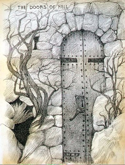 The Doors of Hell (blyant på papir) av Edward Coley Burne Jones