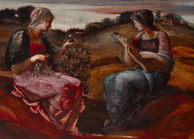 Zwei Figuren in einer Landschaft von Edward Coley Burne-Jones