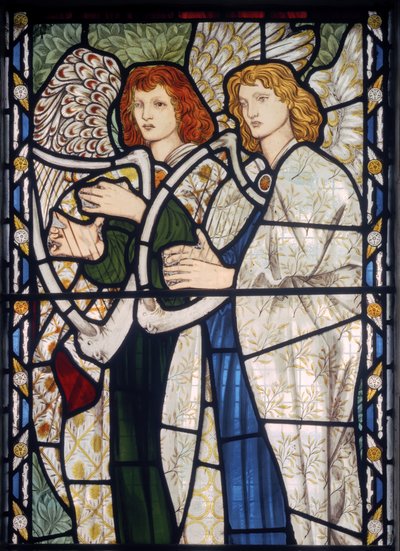 Angels Playing Harps, 1866 (farget glass) av Edward Burne Jones