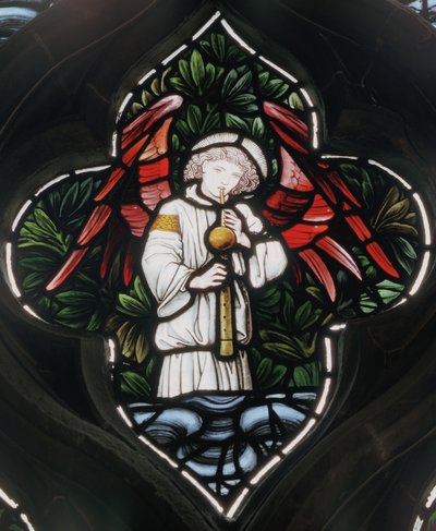 Birmingham, St Martin In The Bull Ring, Morris & Co., Edward Burne-Jones, Angel with Shawm, 1876 av Edward Burne Jones