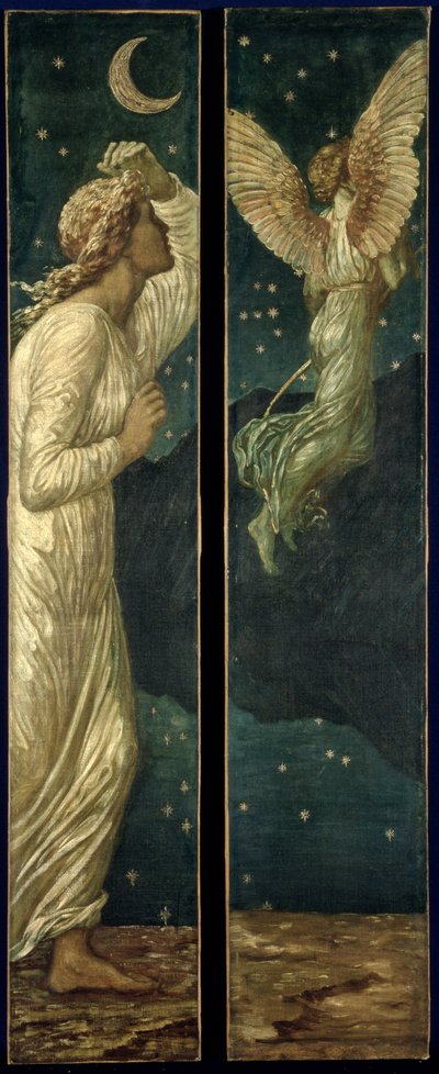 Cupid and Psyche - Palace Green veggmalerier - Cupid Flying away from Psyche, 1881 av Edward Burne Jones