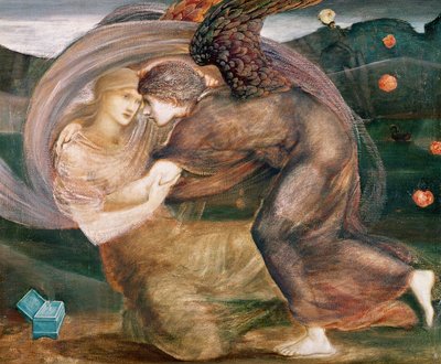 Amor leverer Psyche (akvarell og pastell på papir) av Edward Burne Jones