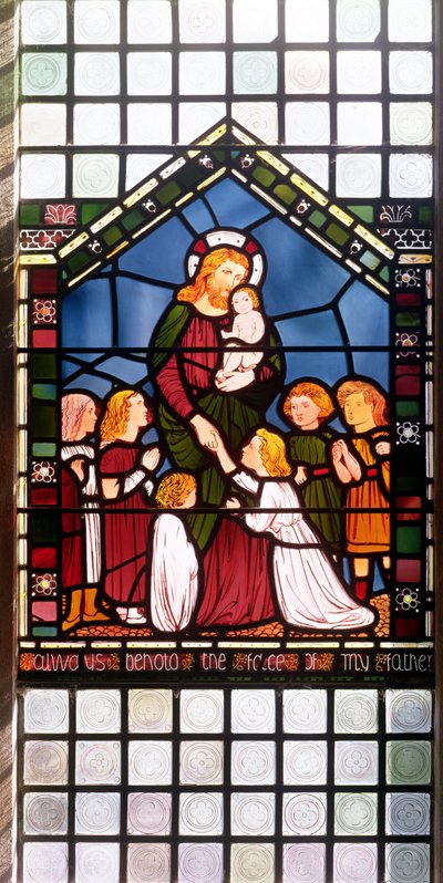 Detalj av Kristus velsigner barna, 1861 farget glass detalj av 150156 av Edward Burne Jones