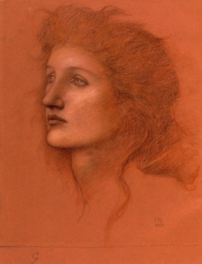 Kvinnelig hode, 1890 (pastell på papir) av Edward Burne Jones