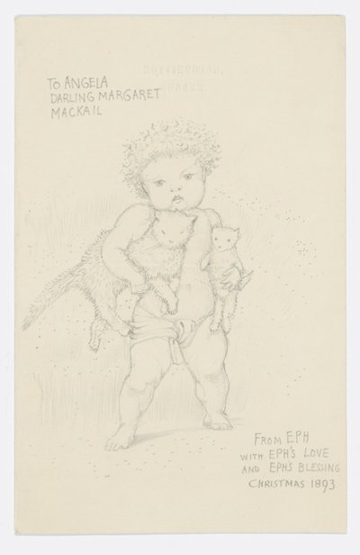 Brev til kunstnerens barnebarn Angela Thirkell (blyant på papir) av Edward Burne Jones
