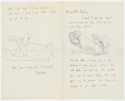 Brev til kunstnerens barnebarn Angela Thirkell (blyant på papir) av Edward Burne Jones