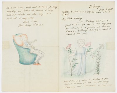 Brev til kunstnerens barnebarn Angela Thirkell (blyant på papir) av Edward Burne Jones