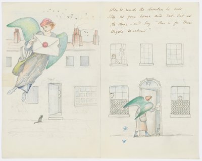 Brev til kunstnerens barnebarn Angela Thirkell (blyant på papir) av Edward Burne Jones