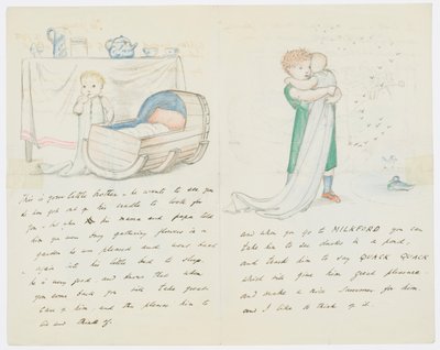 Brev til kunstnerens barnebarn Angela Thirkell (blyant på papir) av Edward Burne Jones
