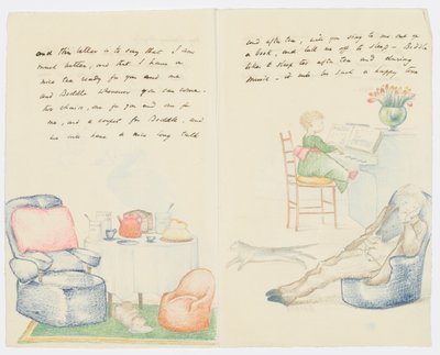 Brev til kunstnerens barnebarn Angela Thirkell (blyant på papir) av Edward Burne Jones