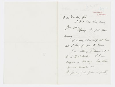 Brev til kunstnerens barnebarn Angela Thirkell (blyant på papir) av Edward Burne Jones